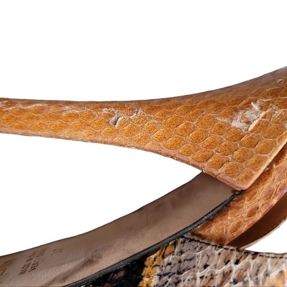 FENDI Brown Snakeskin Print Slingback Heels Sz 37 (7) - Picture 7 of 12